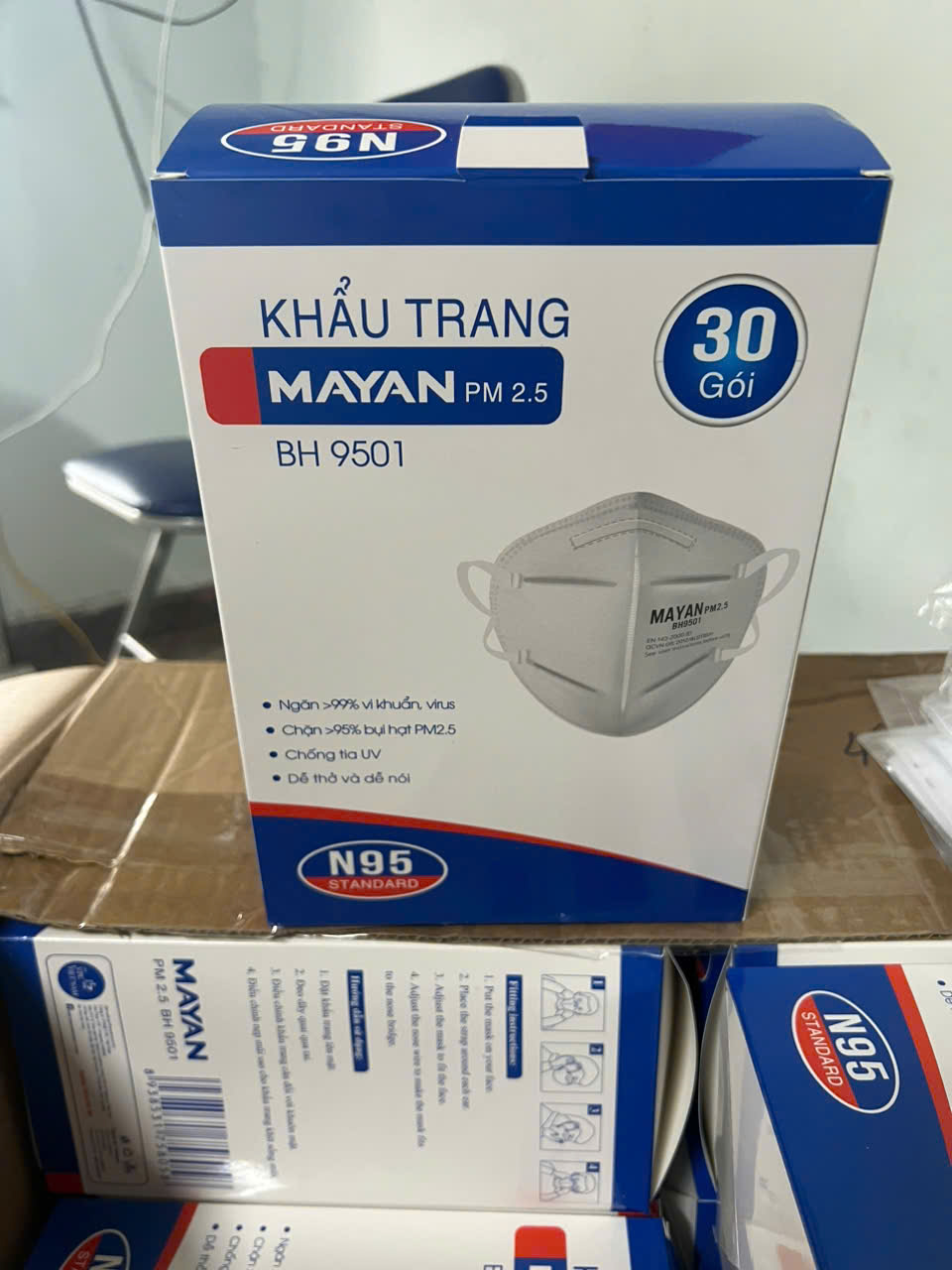 Khẩu Trang Mayan PM2.5 BH9501 Ngăn Vi Khuẩn 99%, Lọc Bụi 95% ( combo 1 gói 2 cái)