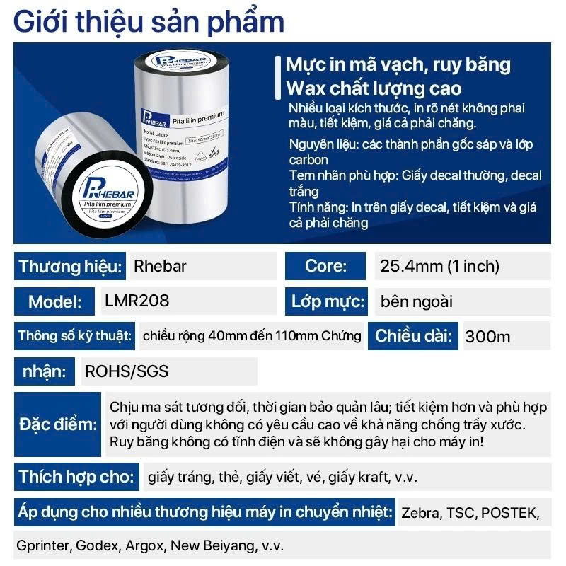 Cuộn mực in Premium Wax 110mm x 300m ink outside