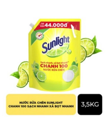 Nước rửa chén Sunlight 100 túi 3.5kg- Chanh 