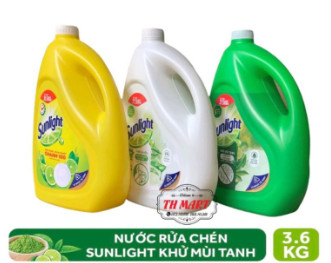 Nước rửa chén Sunlight can 3,6kg - thiên nhiên -tra xanh